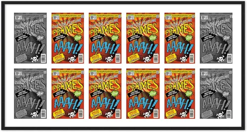 Miniatura 37 de Marco de cómic negro con alfombrilla negra para cómics de la Edad Dorada