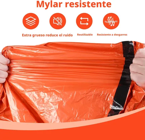 Miniatura 5 de Zmoon - Bolsa de dormir de emergencia, bolsa de supervivencia, impermeable y térmica portátil, sacos de vivac, bolsas de bivy, bolsa de dormir