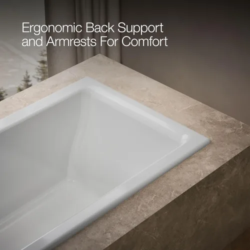 Miniatura 7 de Kohler 855-0 Tea-for-Two 66" x 36" bañera empotrada, Blanco