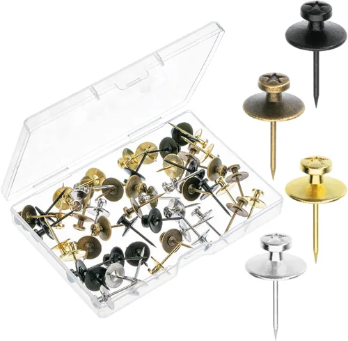 Miniatura 20 de Mr. Pen - Clavos de doble cabeza para colgar cuadros, paquete de 25, negro, clavos para cuadros, tachuelas para colgar en la pared, pines