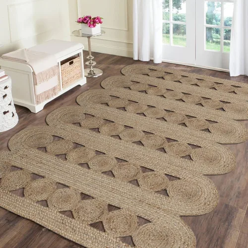 Miniatura 2 de Alfombra de área kilim de 2 x 3 pies, alfombra trenzada de yute beige, alfombra geométrica kilim de 0.27 pulgadas, alfombra de tejido plano