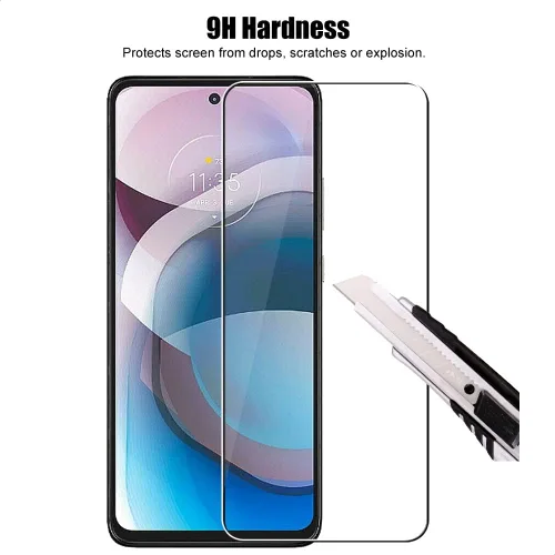 Miniatura 4 de (3+3) Protector de pantalla de vidrio templado con protector de lente de cámara, antiarañazos, transparente HD (3+3) para Motorola Moto G 5G y One