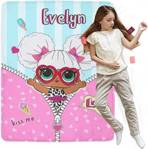 Artsadd Manta de forro polar personalizada con nombre para niña afroamericana, regalo para niños