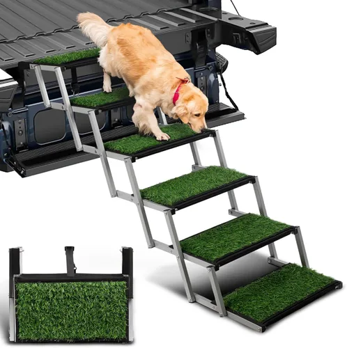 Miniatura 12 de Escaleras para perros para autos, escalones plegables para perros grandes, escaleras portátiles para mascotas para autos, camiones, SUV, rampa