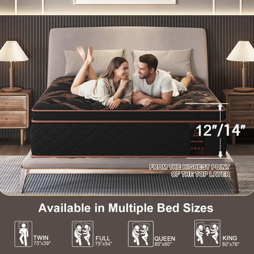 Miniatura 8 de Hybrid Mattress, Medium Firm Gel Memory Foam & Pocket Springs - Motion Isolation & Pressure Relief for Back & Side Sleepers, CertiPUR-US Certified