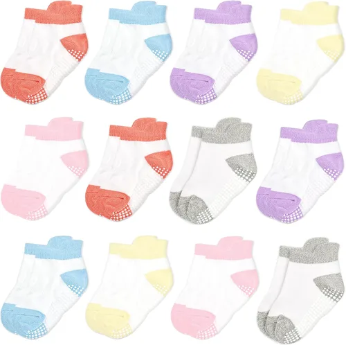 Miniatura 11 de HYCLES Calcetines para niña, 12 pares de calcetines antideslizantes para niñas de 1 a 7 años