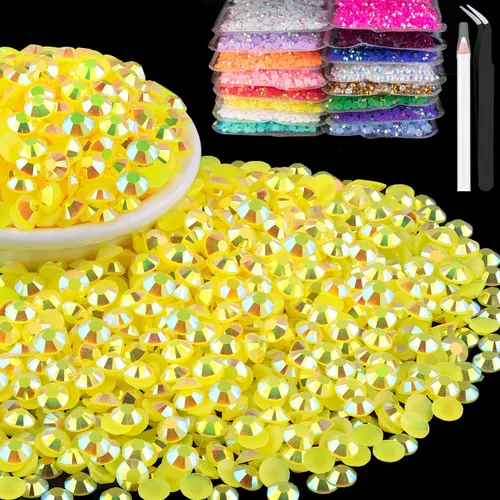 Miniatura 35 de 15000 diamantes de imitación de resina de 0.079 pulgadas a granel, diamantes de imitación de gelatina redondos negros con parte trasera plana, gemas