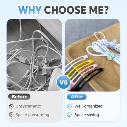 Miniatura 3 de Organizador de cables, bridas de silicona actualizadas 2026, organizador de auriculares, organizador de cables reutilizable, organizador de cables