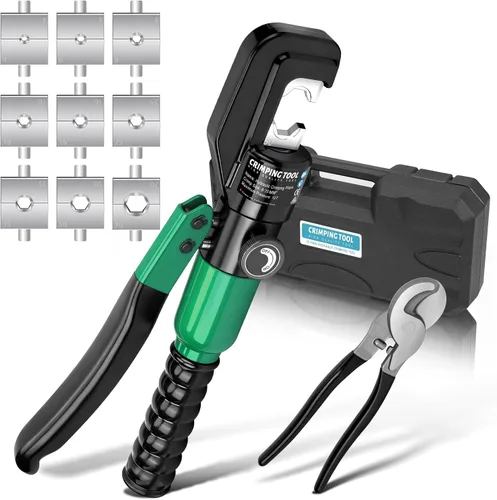 Miniatura 12 de Herramienta de prensado hidráulico, kit de herramientas de crimpado de alambre hidráulico de 16 toneladas con cortador de cables y 13 pares