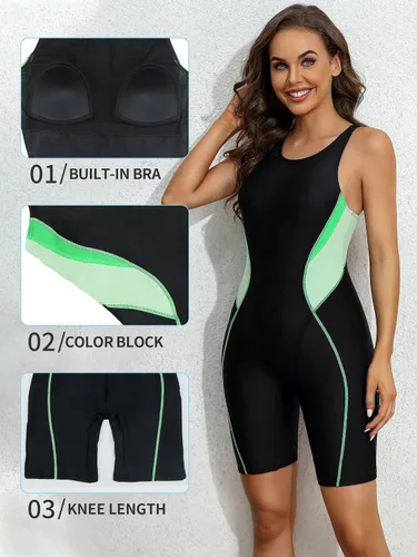Miniatura 5 de ATTRACO Trajes de baño atléticos de una pieza para mujer, trajes de baño Boyleg con espalda cruzada
