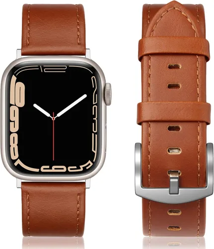 Miniatura 28 de Correa de cuero compatible con correas de Apple Watch de 1.811 in, 1.772 in, 1.732 in, 1.654 in (Serie 1/2/3) para hombres y mujeres, correa