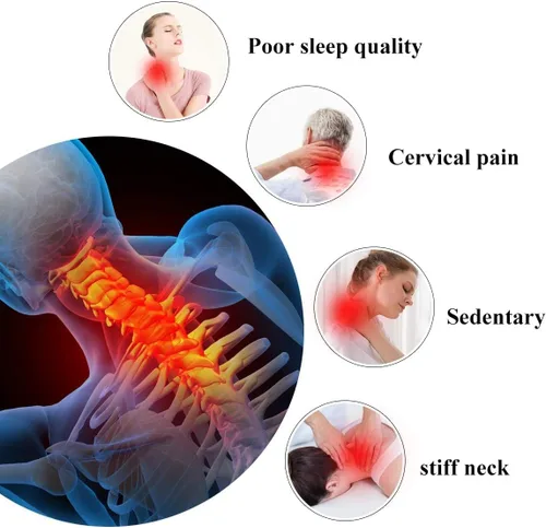 Miniatura 4 de Almohada de masaje cervical para columna vertebral, relajante de cuello y hombros, almohada de masaje de cuello, alineación de columna cervical, Azul