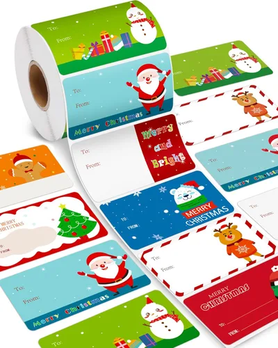 Greingways 500 etiquetas adhesivas de nombre de Navidad, etiquetas autoadhesivas para regalos, bolsas, cajas, papel de regalo, etiquetas de regalo