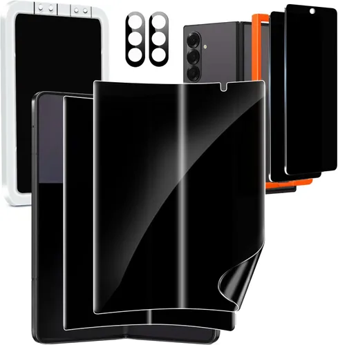 Milomdoi Protector de pantalla de privacidad 6 en 1 para Samsung Galaxy Z Fold 7, paquete de 2 películas antiespía interiores con 2 paquetes de