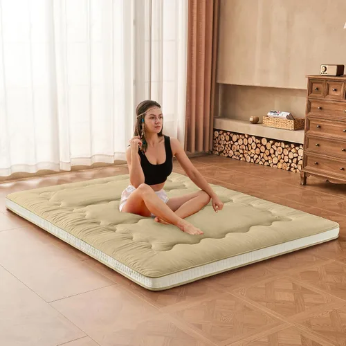 Miniatura 16 de Dr.Futon Colchón de Futón Japonés de Suelo Extra Grueso Plegable Enrollable Topper de Cama Tapete para Huésped, Tumbona y Viaje Grisoscuro