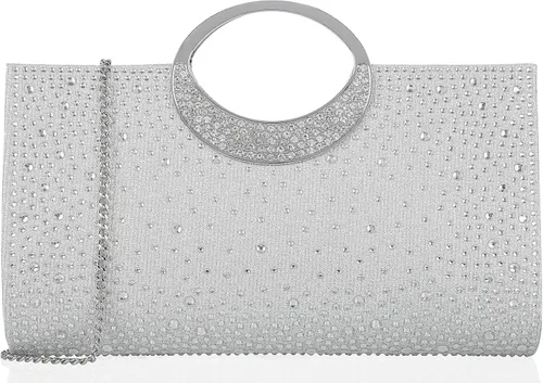 Miniatura 18 de Dexmay - Bolso de mano con diamantes de imitación con asa de cristal para boda, fiesta, elegante bolso de mano para mujer