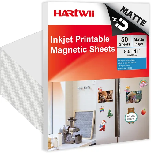 Miniatura 12 de 50 hojas brillantes impresas en papel magnético a granel para impresora de inyección de tinta, haz fotos para refrigerador, 13.5 mil, 8.5 x 11