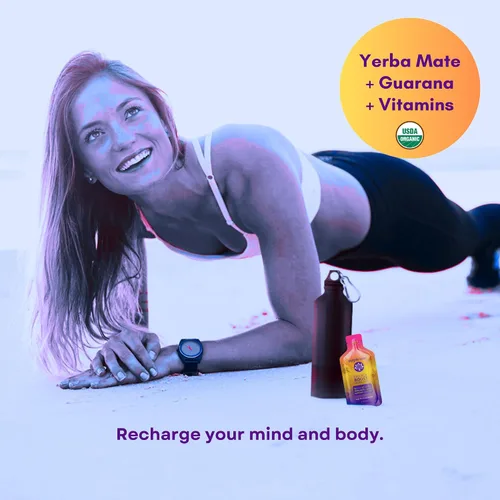 Miniatura 3 de purple tree Paquetes de energía orgánica – Cero azúcar, 80 mg de cafeína natural de yerba mate y guaraná, con vitaminas B12 para una energía suave