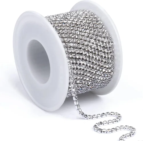 Miniatura 11 de [11 yardas] Cadena de diamantes de imitación de cristal, [10M/ 3.0MM] AB Rainbow Rhinestone Close Chain Trim Cadena de cristal Cadena de copa