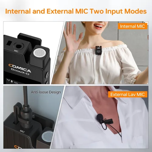 Miniatura 6 de Comica BoomX-D2 - Sistema de micrófono inalámbrico para cámaras, videocámaras, teléfonos inteligentes, portátiles, micrófono de solapa inalámbrico