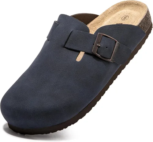 Miniatura 9 de Zuecos de ante con plantilla de corcho, sandalias de patata, mules de confort con soporte de arco, chanclas cómodas de slip on