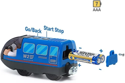 Miniatura 2 de TOPLIVING Tren motorizado para pista de madera, juego de 3 piezas de juguetes de tren para niños de 3, 4, 5 años, tren a batería compatible