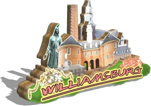 Miniatura 2 de Imán de Williamsburg de Estados Unidos para nevera de madera 3D, monumentos de viaje, coleccionables, recuerdos, decoración hecha a mano