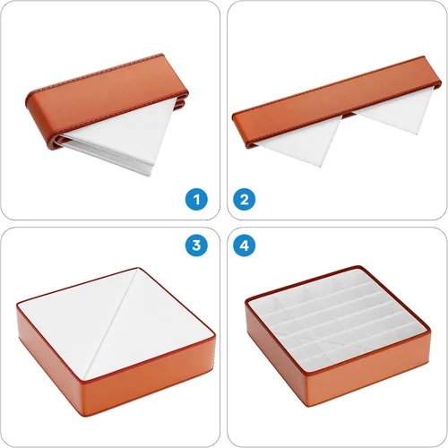 Miniatura 7 de Organizador de cajones de ropa interior de cuero de moda, divisores de armario, 64 celdas (16+24+24+24), caja de almacenamiento de cuero plegable