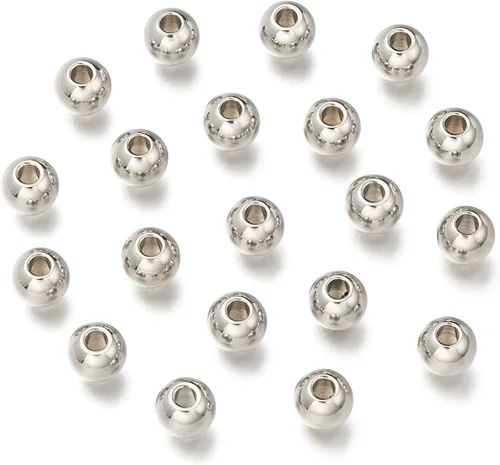 Miniatura 7 de Fashewelry 100 cuentas espaciadoras redondas de acero inoxidable Rondelle de 0.315 in pulido de metal liso para hacer joyas agujero: 0.138 in