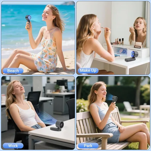 Miniatura 5 de Ventilador turbo portátil 4 en 1, 15000 RPM/180° plegado/5000 mAh/20 horas, ventilador de mano recargable con tecnología Air Turbo, pantalla LED