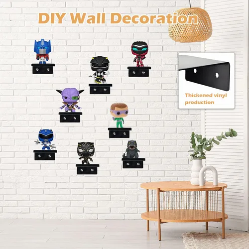 Miniatura 4 de Paquete de 12 estantes acrílicos negros para cajas Funko Pop, estante de exhibición de pared para figuras de juguete coleccionables, figura