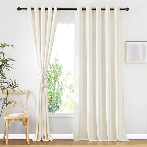 Miniatura 227 de NICETOWN Cortinas de lino traslúcidas con textura de lino de 84 pulgadas de largo, con ojales semitraslúcidos, tratamientos de ventana, privacidad