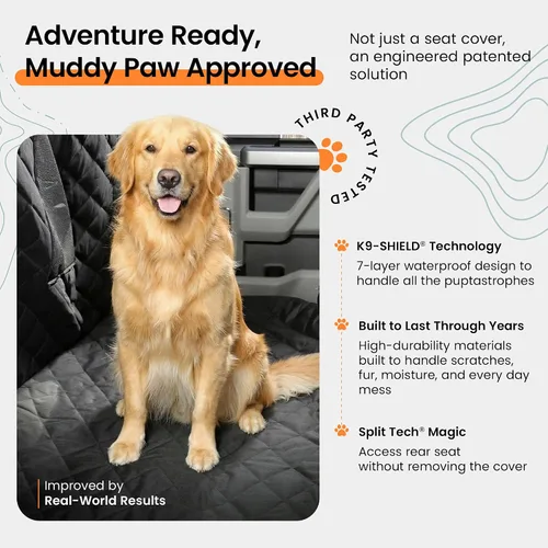 Miniatura 4 de 4Knines Funda de hamaca para suelo de perro para camiones de cabina con asientos plegables, impermeable, antideslizante, para perros, protege