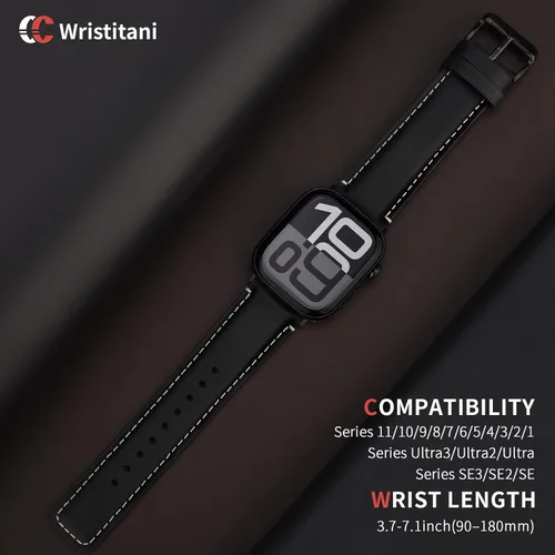 Miniatura 6 de Wristitani Correas de cuero compatibles con correas de Apple Watch de 1.732 in, 1.772 in, 1.811 in, 1.929 in, 1.575 in, 1.614 in, 1.654 in