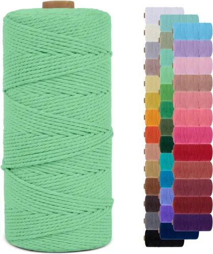 Miniatura 97 de Cuerda de macramé de 0.079 in para 219 yardas, cuerda de algodón natural para manualidades, hilo de cuerda de macramé de colores para colgar