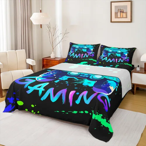 Miniatura 46 de Manfei Juego de sábanas de acuarela floral tamaño individual, juego de ropa de cama con flores botánicas, juego de sábanas de dibujos animados