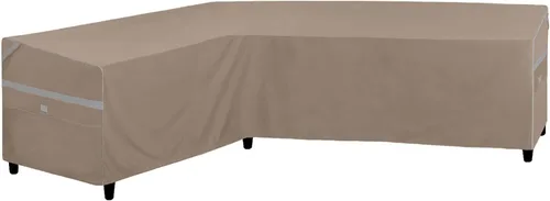 Miniatura 13 de Funda impermeable para sofá modular en forma de V para exteriores, resistente a los rayos UV, para muebles de patio de 5 plazas, 85 pulgadas de Gris