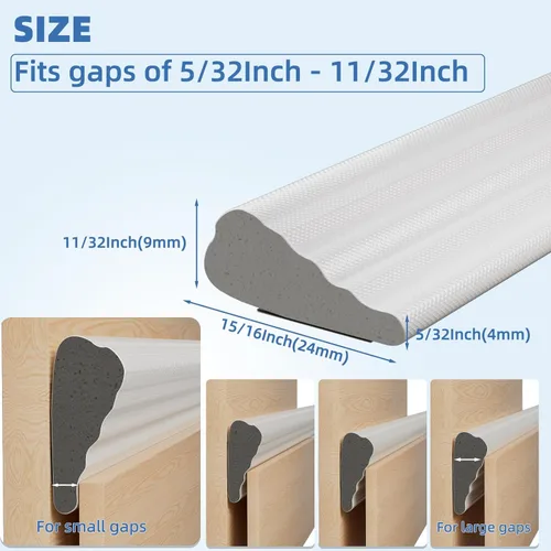 Miniatura 2 de Kneelisa Tira de Sellado de Ventana en Forma de Cuña para Marco de Puerta 118" Blanco, Espuma Negra Mejorada, Insonorización, Tapón de Corrientes