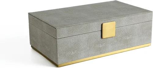 Miniatura 8 de Ivory Shagreen - Organizador decorativo cuadrado para decoración del hogar, joyero de almacenamiento de piel sintética, accesorios para hombres