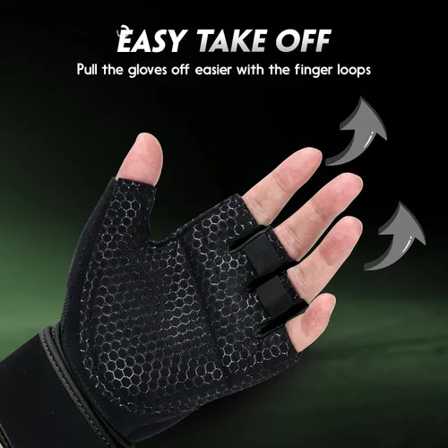Miniatura 5 de Guantes de Entrenamiento Guantes de Gimnasio Guantes de Levantamiento de Pesas para Hombres y Mujeres con Almohadilla Completa en la Palma, Soporte