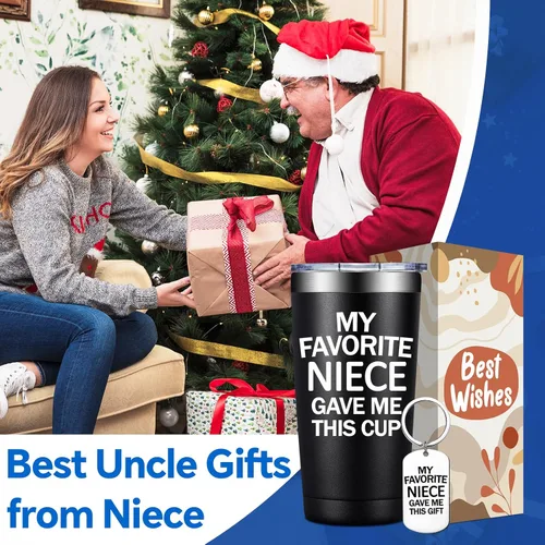 Miniatura 3 de BIRGILT Vaso de 20 onzas con texto en inglés «My Favorite Niece Gave Me This Cup», regalo para el mejor tío de parte de la sobrina, regalo del día