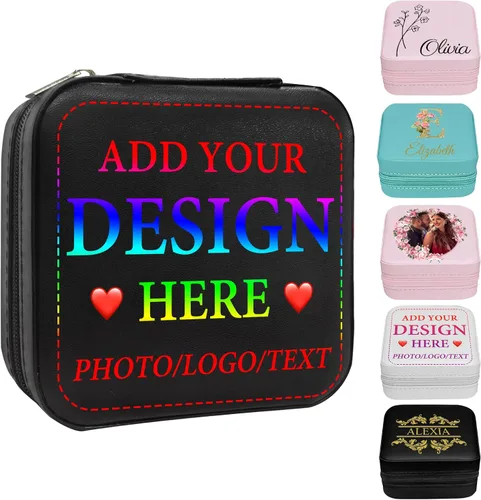 Miniatura 23 de Joyero personalizado con nombre, joyero de viaje portátil personalizado, organizador de joyas de cuero, cajas de dama de honor, boda, regalo