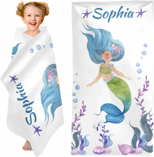 Miniatura 10 de YESCUSTOM Toallas de baño personalizadas con nombre, toallas de playa personalizadas Uniocorn para adultos y niños, microfibra de dibujos animados