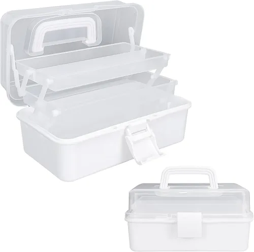 Miniatura 9 de Organizadores y almacenamiento de cajas de aparejos, organizadores y almacenamiento de manualidades de 10 pulgadas, caja de costura de tres capas