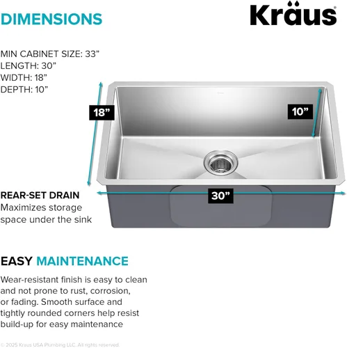Miniatura 6 de Kraus - KHU100-30 - Fregadero de cocina de acero inoxidable, de 30 pulgadas