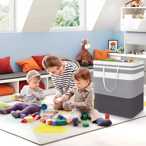 Miniatura 7 de StorageRight Cesta de Lavandería Canasta Grande Plegable con Asas de Fácil Transporte，Cestas de Ropa Independientes para Lavandería, Dormitorio