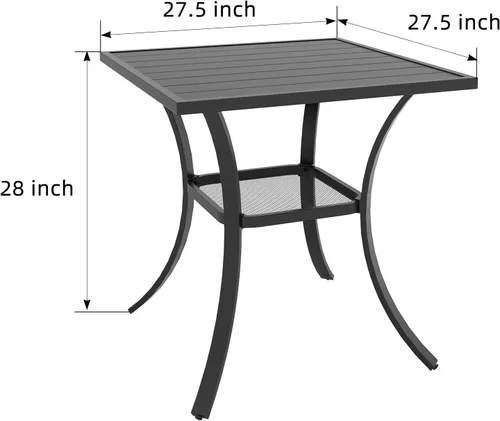 Miniatura 3 de Anmutig Mesa de patio pequeña cuadrada de 27.5 pulgadas con resistente a la intemperie para comedor al aire libre, color negro