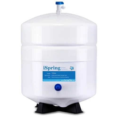 iSpring T32M Tanque de almacenamiento de agua presurizado con válvula de bola para sistemas de ósmosis inversa RO, 15 L, válvula de tanque de 1/4"