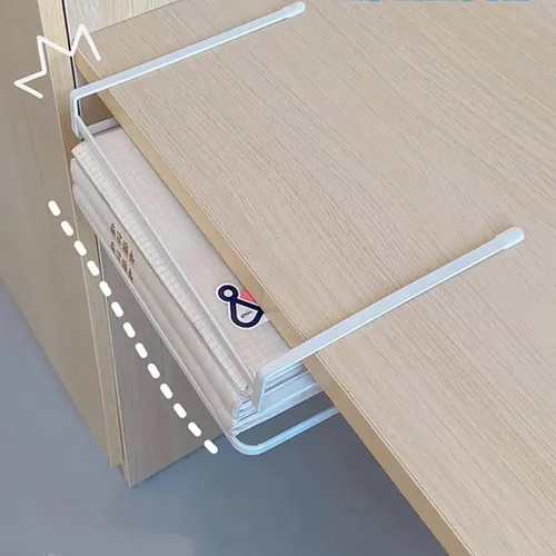 Miniatura 5 de Cesta debajo del estante para laptop, sin taladrar debajo del gabinete, organizador de alambre de metal, soporte de almacenamiento de escritorio