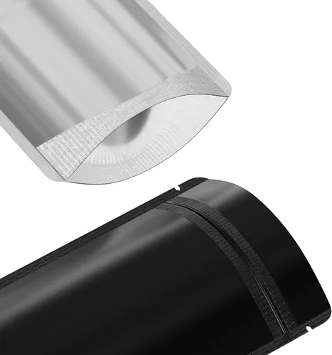 Miniatura 3 de 100 bolsas de sellado con cremallera resellables de papel metálico de color transparente esmerilado para ventana (negro, soporte 2 onzas)
